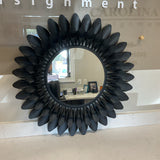 Black Sunburst Round Metal Mirror