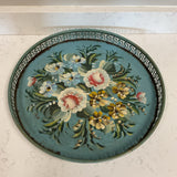 Turquoise Painted Floral Tray