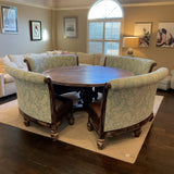 71" Round Wood Table with 4 Benches