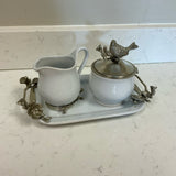 Pewter Songbird 5 Piece Sugar and Creme Set