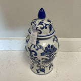 14" Hand Painted Blue & White Ginger Jar by Gait Inc.