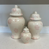 Set of 3 Pink & White Ginger Jars