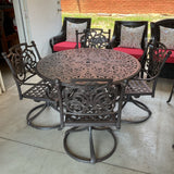 Hanamint Outdoor Table with 4 Swivel Rocker Chairs