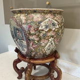 Rose Porcelain Fish Bowl with Stand