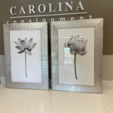 Pair Of Silver Frame Floral Art