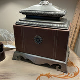 Leather and Brush Silver Lamp