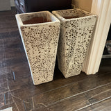 Pair White Glaze Terracotta Planters
