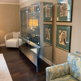 3 Piece Glass and Mirrored Metal Display Cabinet with Hutch