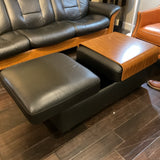 Ekorness Stressless Buckingham High-Back Reclining Sofa and Storage Ottoman