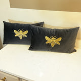 Pair of Black and Gold Bee Pillows