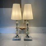 Pair of Marble and Acrylic Lamps