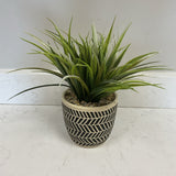 Faux Plant in Chevron Pot