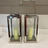 Pair of Silver Lanterns w/Candles
