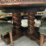 Ambella Castilian 74" Table with 8 Leather Seat Chairs