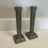 Pair of Silver Column Candlesticks