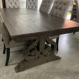 Bellamy Peppercorn Magnussen Home Table with 2 Leaves and 8 Chairs