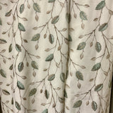 Pair of Custom Leaf Embroidered Pleated Curtain Panels