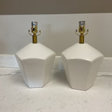 Pair of White Geometric Lamps (No Shades)