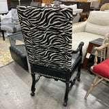 Zebra & Black Leather Arm Chairs on Casters
