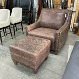 NEW Olivia & Quinn Leather Chair with Ottoman