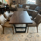 Table with 6 Leather Bernard Chairs