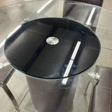 Glass Table with Lazy Susan and 4 Chairs (As Is)
