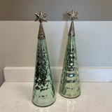 Set of 2 Teal Mercury Glass Trees