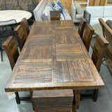 Rustic Reclaimed Wood Table with 8 Chairs