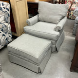 Small Gray Club Chair with Ottoman (R)