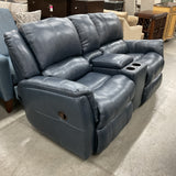 Leather Manual Rocker Reclining Loveseat