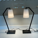 Pair of Pottery Barn Forged Metal Reading Lamps with USB Chargers