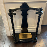 Black Victorian Umbrella Stand w/Gold Tray