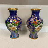 Pair of Blue Cloisonne Vases