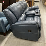 Leather Manual Rocker Reclining Loveseat