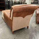 Henredon Leather Chair with Ottoman As Is
