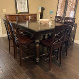 Pub Table with 1 Leaf and 8 Stools