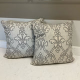 Pair of Charcoal-Grey Damask Pillows