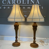 Pair of Gold Lamps with Linen Shades