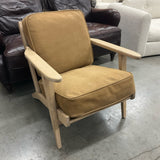 NEW Pottery Barn Raylan Leather and Wood Chair