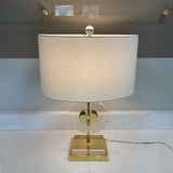 Half-Moon Acrylic & Brass Table Lamp