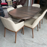 Table with 2 Leaves & 6 LeatherAnn Dining Chairs by Colibri
