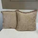 Pair of Taupe Pillows W/ Fringe