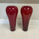 Pair of Red Murano Glass Vases