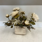 White Floral Arrangement in Square Vase