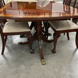 Ethan Allen Dining Table, 1 Leaf, 4 Chairs, Pads