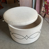 Round Cream Storage Ottoman