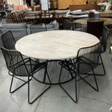 Magnolia Home Round Table, 6 Metal Chairs