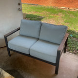Outdoor Loveseat w/Blue Cushions