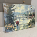Lady with Red Umbrella in Paris Art