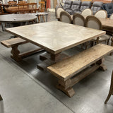 Square Dining Table with 2 Benches